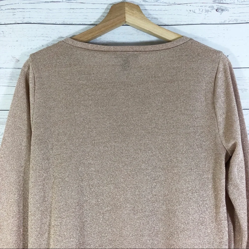 J Crew Glittered Ruffle Pullover Sweater Top Long Sleeves Sz M
